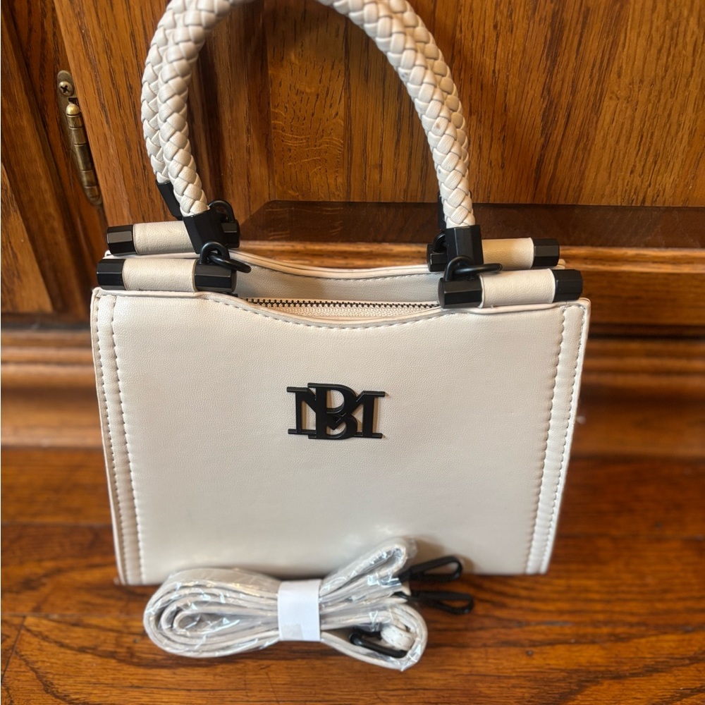 NWT Badgley Mischka Cream Mini Bag with Braided Handles